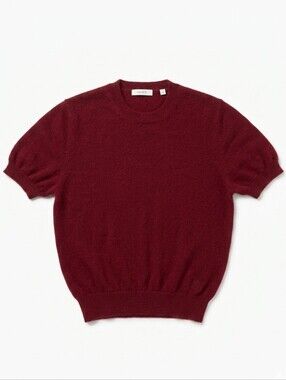 DOEN Colombe Top Malbec 100% Cashmere Short Sleeve Knit Top Sweater Size M